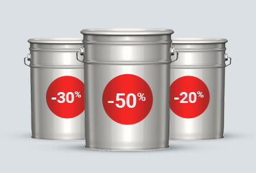 Festékes dobozok nagy kedvezményes százalék jelekkel